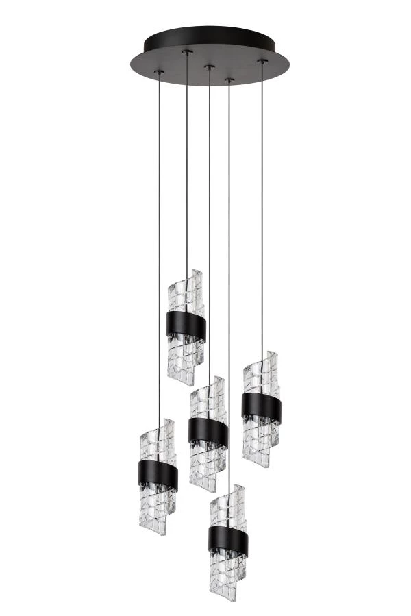 Lucide KLIGANDE - Suspension - Ø 30 cm - LED Dim. - 5x8W 2700K - Noir - éteint